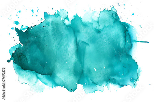 Teal and turquoise watercolor blotch on transparent background. #776172572