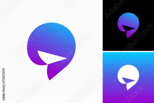 Chat With Paper Plane logo vector premium