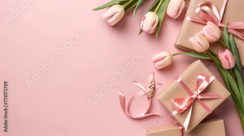 A Festive Gift with Pink Tulips