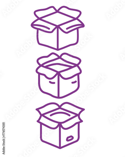Icons for cardboard boxes for delivery and shipping