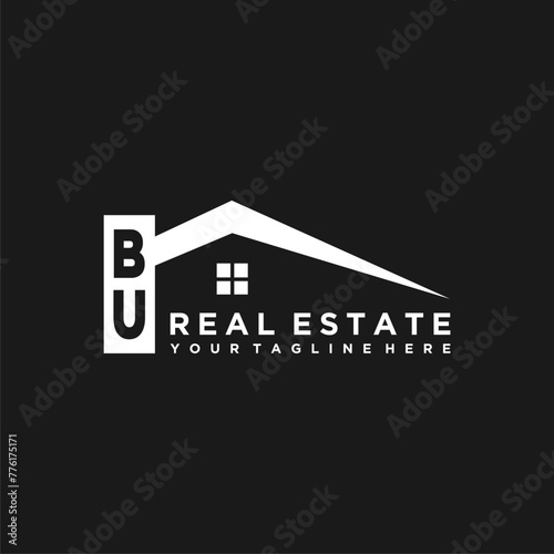 BU Initials Vektor Stok Real Estate Logo Design