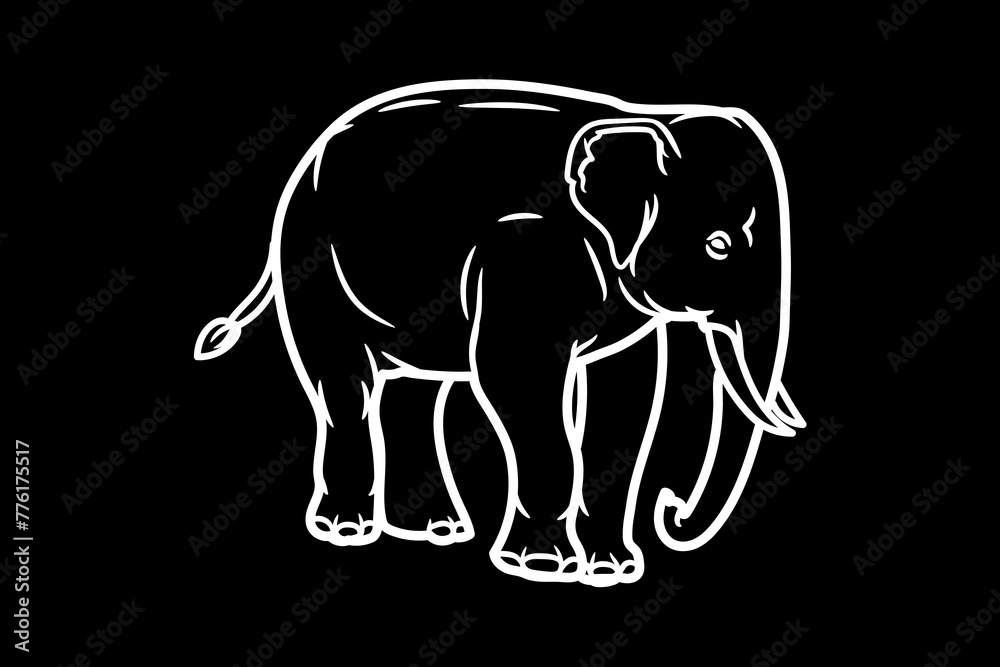 Elephant Icon.Cute elephant cartoon outline icon. Cute baby elephant cartoon outline. - 60