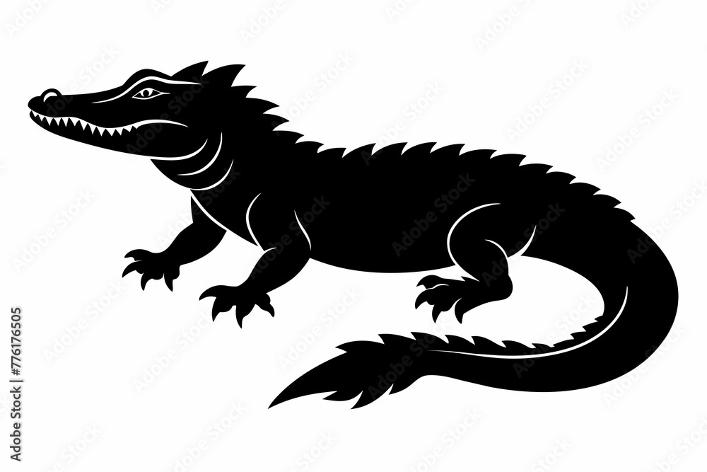 Fototapeta premium Black alligator vector silhouette