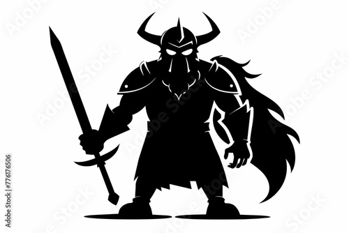 Black Viking with sword silhouette