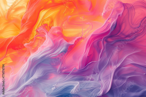 Bright and flowing abstract oil paint background, captured