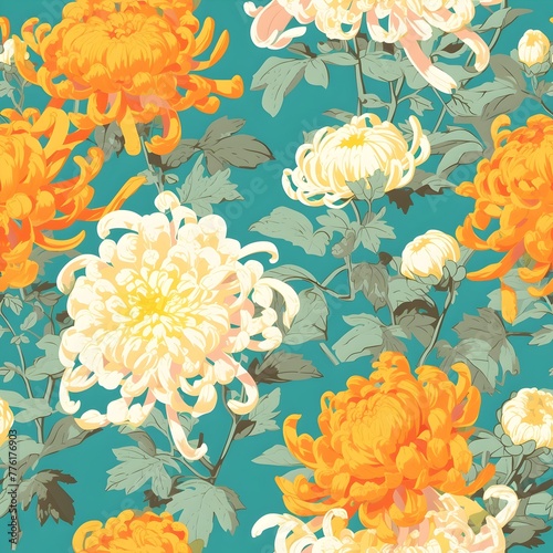 Vibrant Orange Chrysanthemum Blossom in Full Bloom © Holly