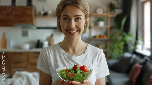 Woman Holding a Fresh Salad