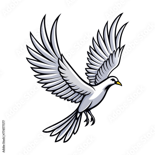 Contour image of bird flying hand drawn
