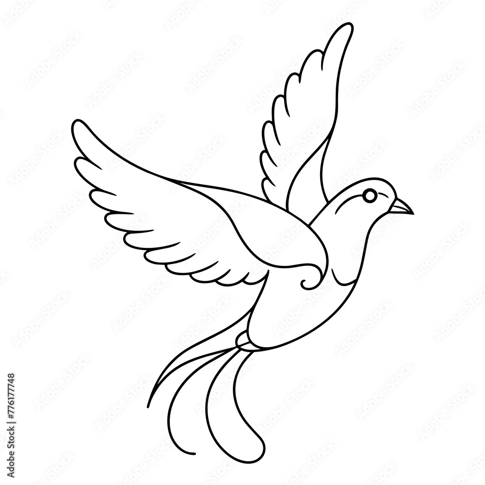 Obraz premium White dove in one continuous line drawing