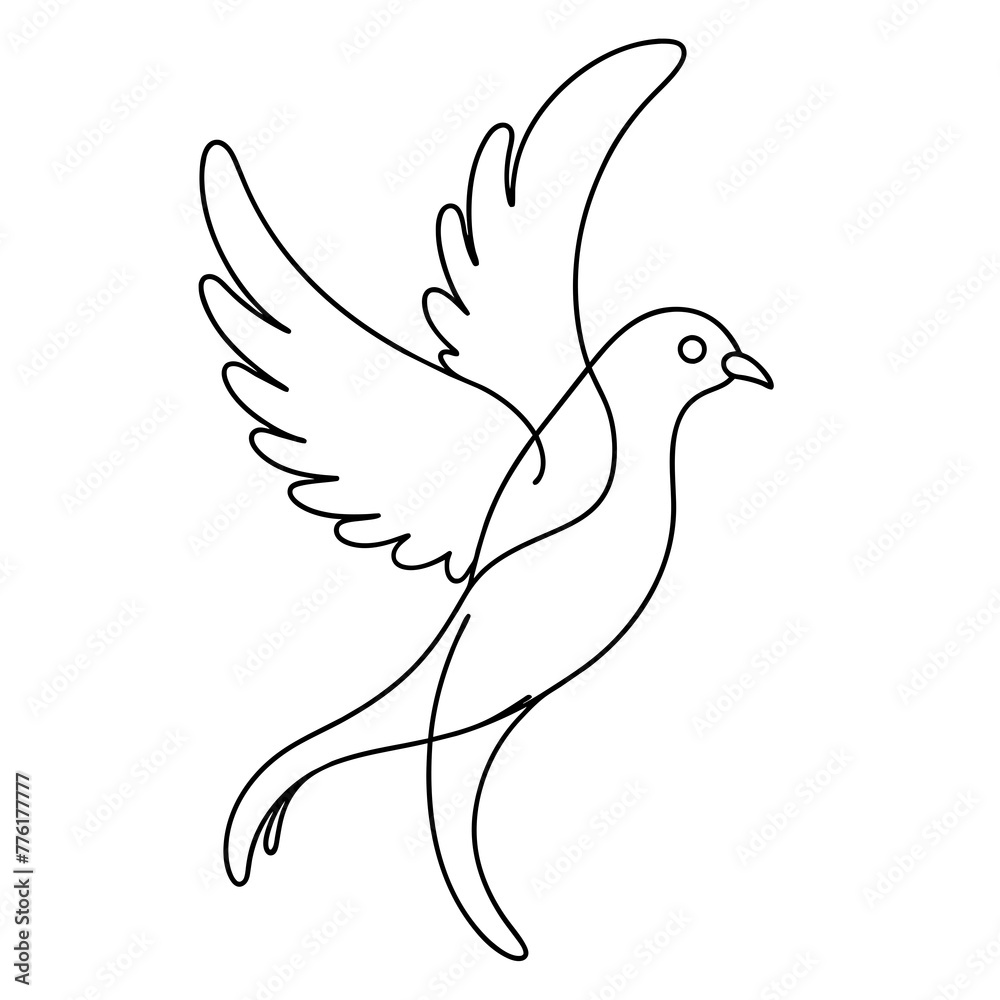 Fototapeta premium One continuous line drawing of flying dove