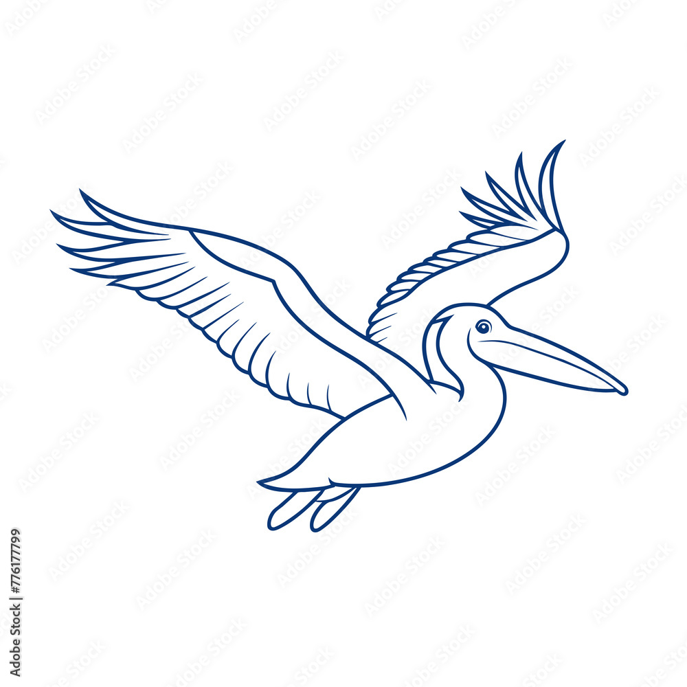 Pelican in Flight Continuous Line Drawing with Editable Pelican in Flight Continuous Line Drawing with Editable