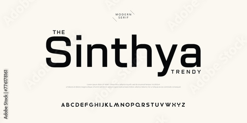 Sinthya Modern abstract digital alphabet font. Minimal technology typography, Creative urban sport fashion futuristic font and with numbers. vector illustration