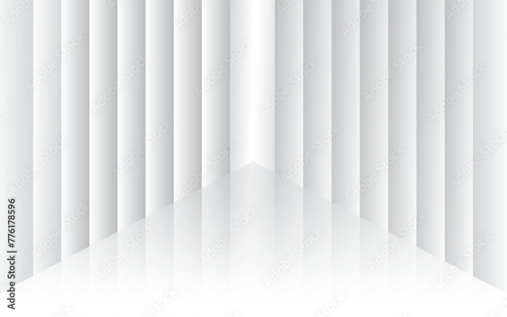 Obraz premium 3d rendering. Modern light minimal vertical panel plate wall corner design background.