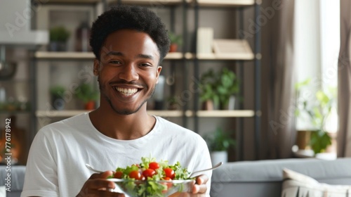 Man Smiling with Healthy Salad