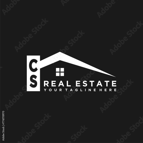 CS Initials Vektor Stok Real Estate Logo Design