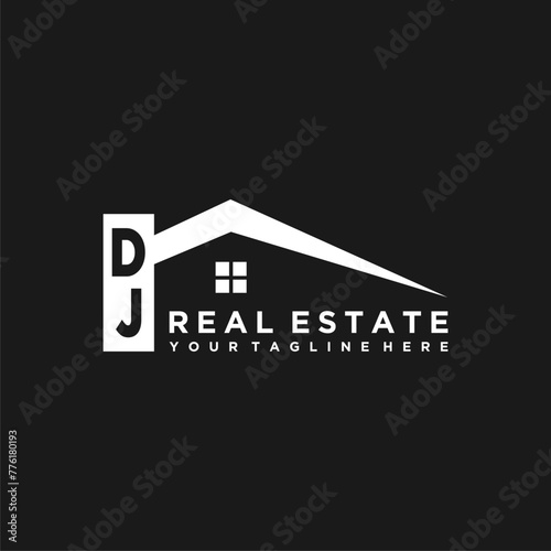 DJ Initials Vektor Stok Real Estate Logo Design