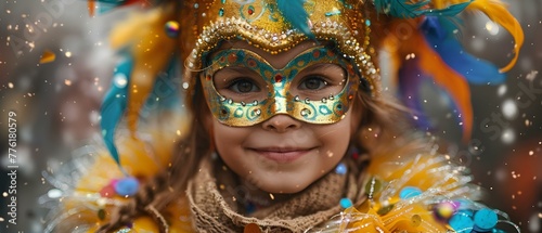 Children in colorful costumes celebrating Purim with masks sparkles and dancing during a festive Jewish celebration. Concept Jewish Celebration, Purim Festival, Children in Costumes, Colorful Masks