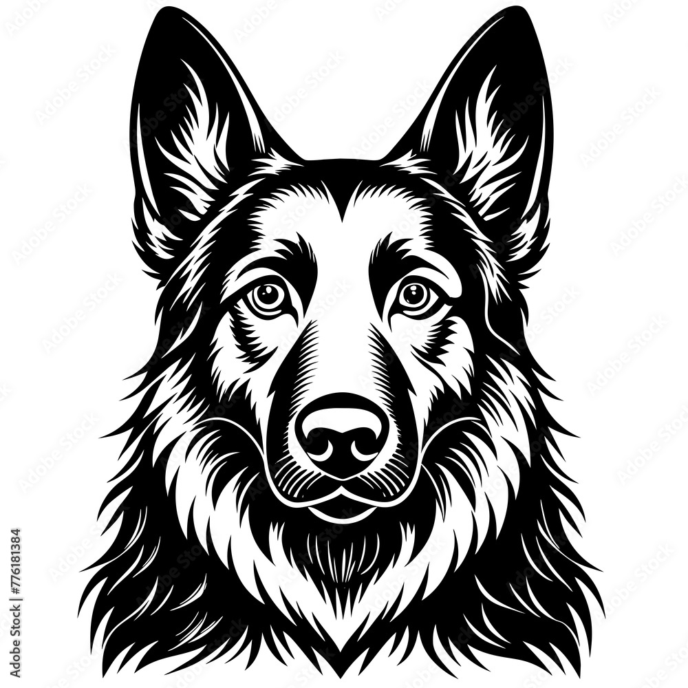 german shepard dog silhouette vector illustration