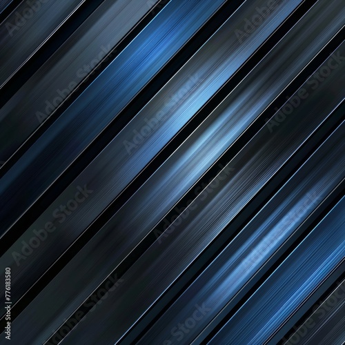 Vibrant Diagonal Stripes in Intense Gradient Shades of Blue and Black Creating a Captivating Futuristic Abstract Backdrop