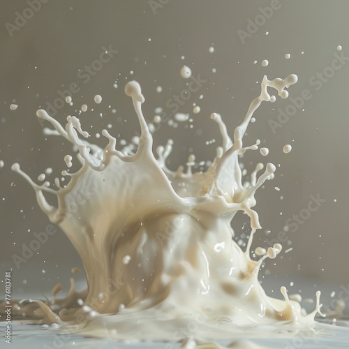 Splash of white liquid or milk close-up. AI generative.