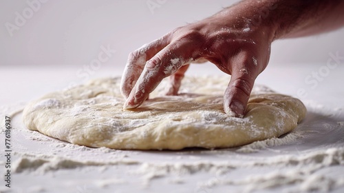 pizza dough cooking scene, hands making