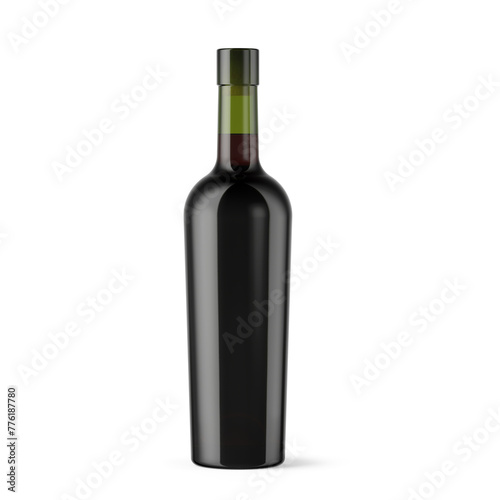 Green Glass Red Wine Bottle Mockup Isolated on Background. 3D Rendering