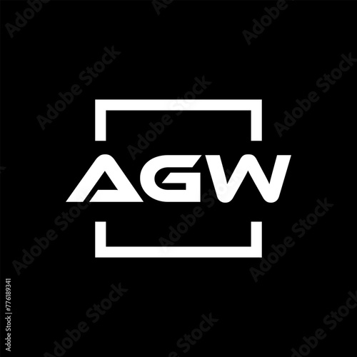 Initial letter AGW logo design. AGW logo design inside square. photo