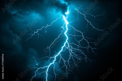 Lightning Bolt Striking Through a Dark Sky
