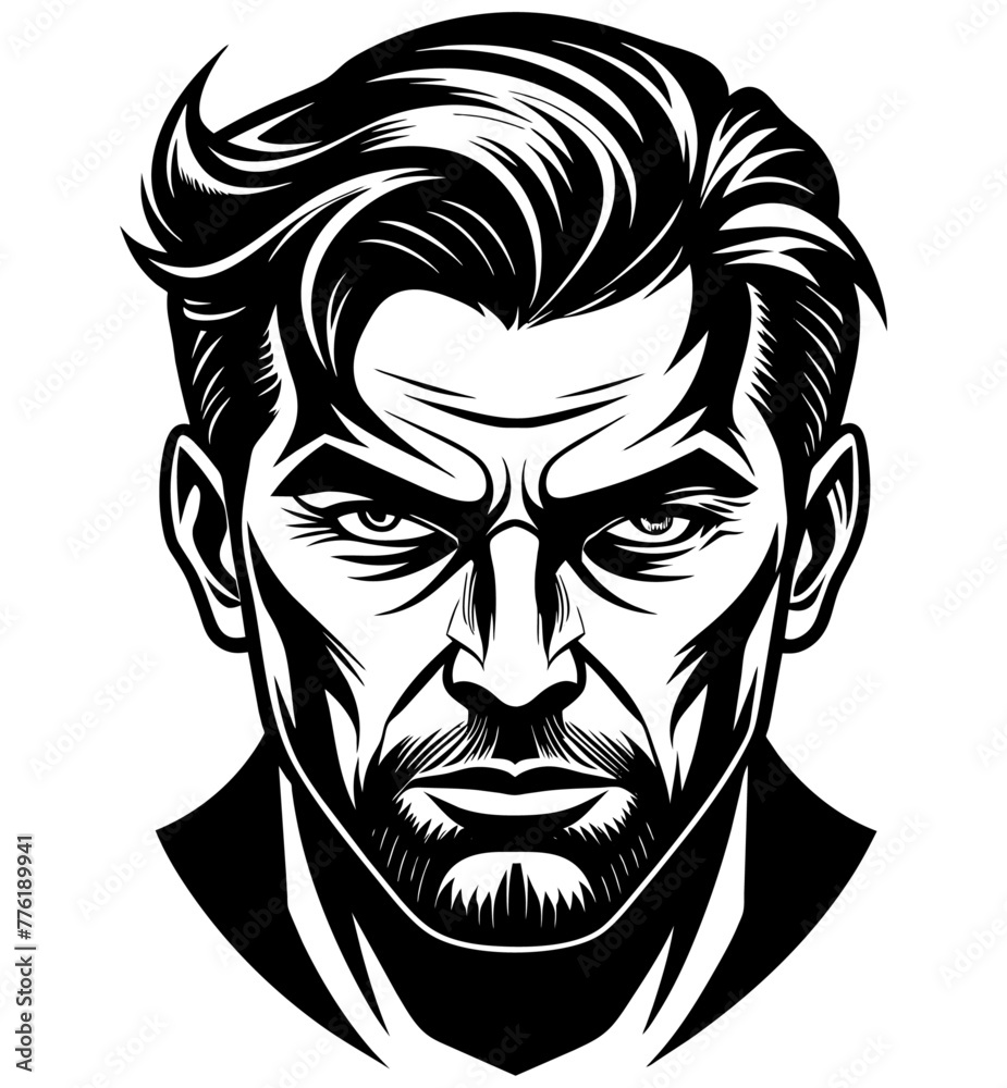 Fototapeta premium Silhouette of a man face, vector clipart