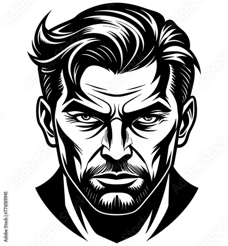 Silhouette of a man face, vector clipart