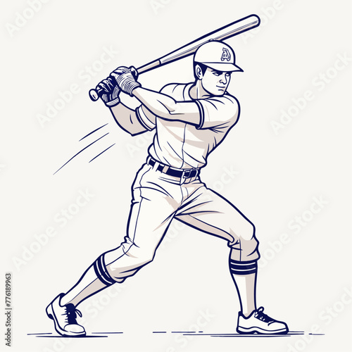 outline of a baseball player swinging a bat,vector illustration