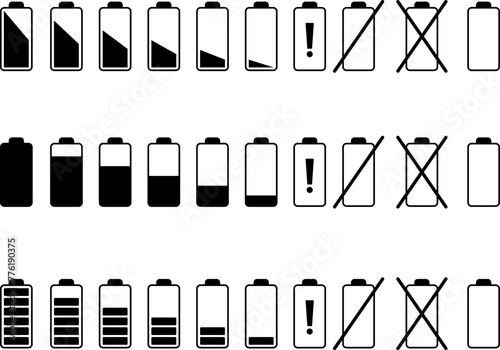 Battery charge level indicator. Charge battery level icon