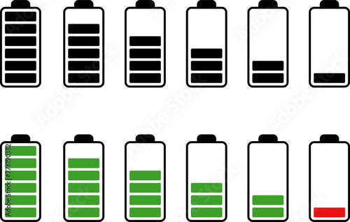 Battery charge level indicator. Charge battery level icon
