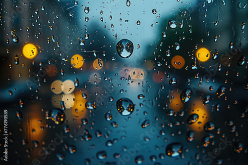 A creative and artistic photo of raindrops on a window pane