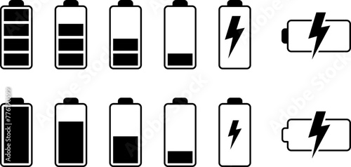 Battery charge level indicator. Charge battery level icon
