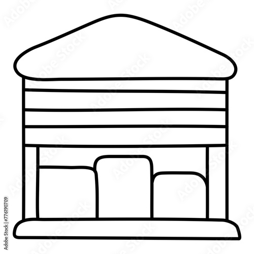 A linear design icon of warehouse

