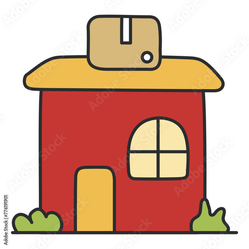 A flat design icon of warehouse

