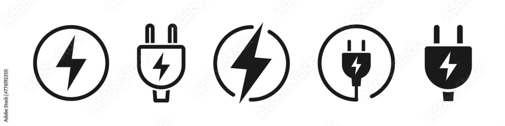 Charging icon set. Electric plug logo. Vector illustration. Charging icon set. Electric plug logo. Vector illustration.
