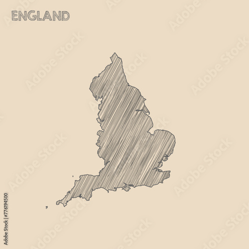 England map hand drawn Sketch background vector,England freehand Sketch map, vintage hand drawn map.