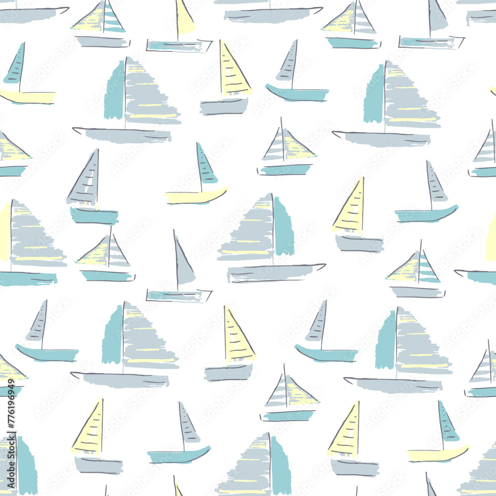 Seamless vector marine pattern. For cards, t-shirt prints, birthday, party invitations, scrapbook, summer holidays.