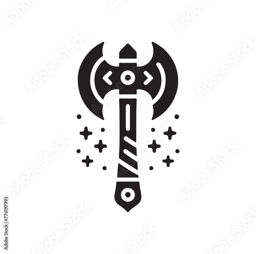 fantasy weapon axe vector illustration. viking tools