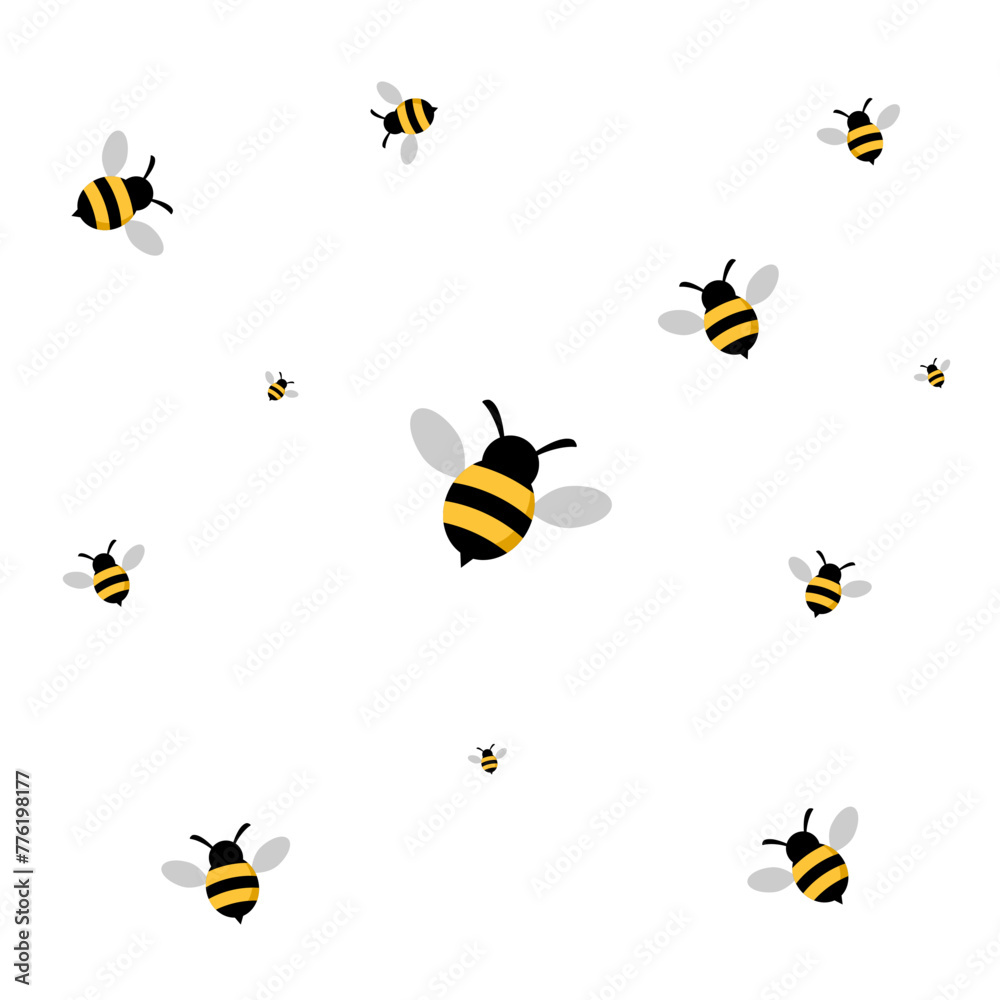 Bee icon seamless pattern isolated on white background