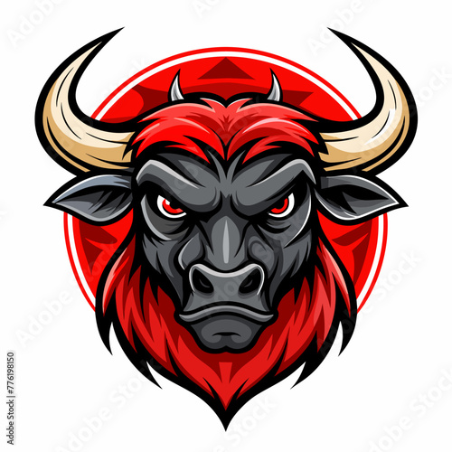 Minimalist Bull Red angry hand drown logo icon element vector graphic sign symbol clipart vector illustration