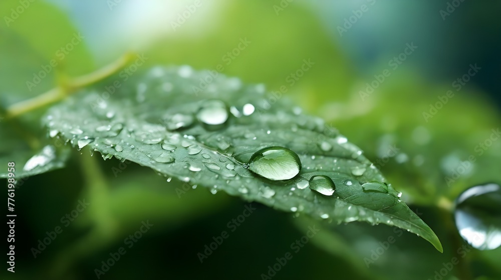 leaf with drops, water drops on green leaf, Green leaf with water drops on blurred nature background. Generated AI leaf with drops, water drops on green leaf, Green leaf with water drops on blurred nature background. Generated AI