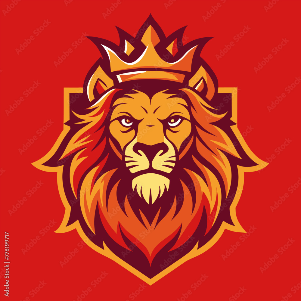 Minimalist crowned lion mascot logo icon element vector graphic sign symbol clipart vector illustration