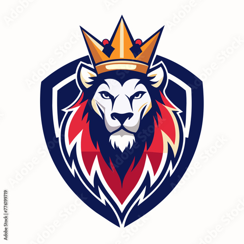 Minimalist crowned lion mascot logo icon element vector graphic sign symbol clipart vector illustration