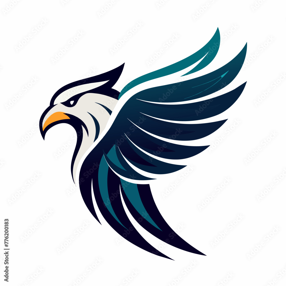 Obraz premium Minimalist eagle hand drown logo icon element vector graphic sign symbol clipart vector illustration