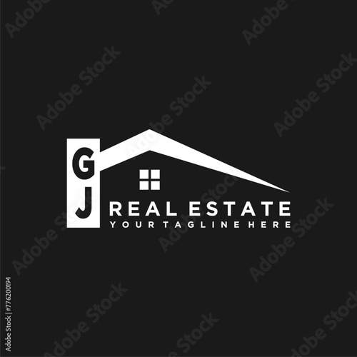 GJ Initials Vektor Stok Real Estate Logo Design