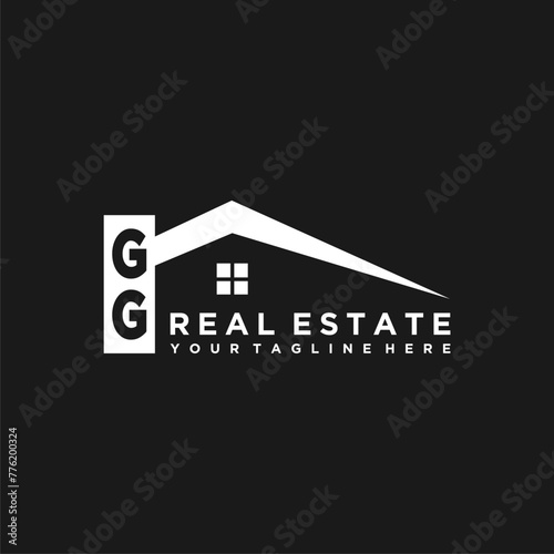 GG Initials Vektor Stok Real Estate Logo Design