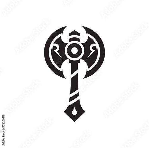 fantasy weapon axe vector illustration. viking tools